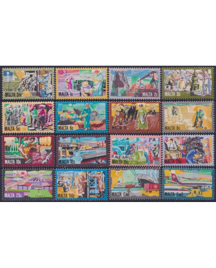 F-EX48353 MALTA MNH 1981 AIRPLANE AVION SHIP AGRICULTURE COMMUNICATIONS.