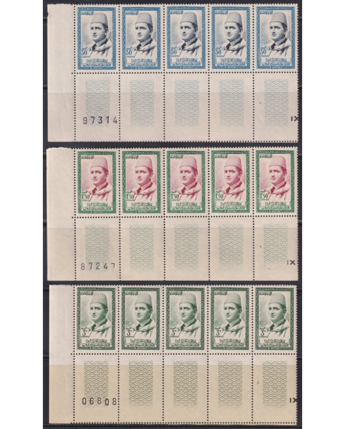 F-EX47959 NORTH MAROC MOROCCO MNH 1957 MOHAMED V TRIP OF 5.
