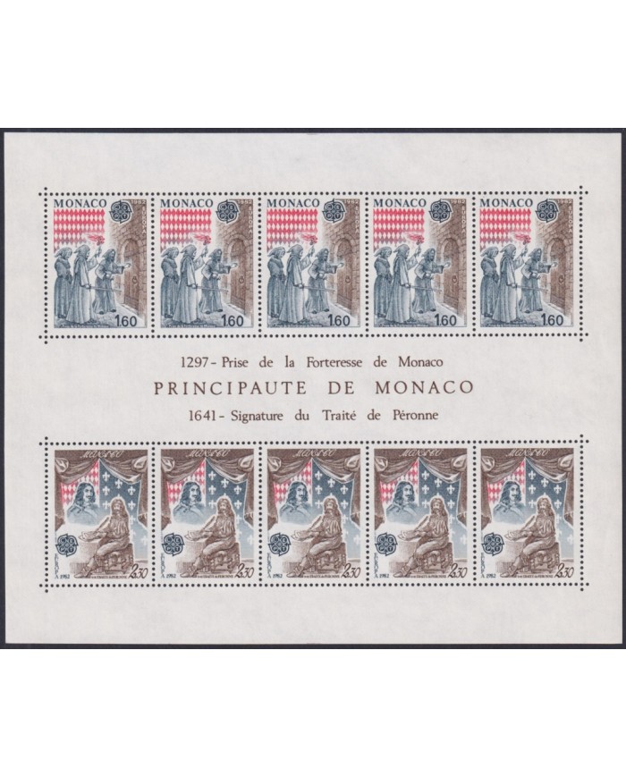 F-EX48010 MONACO MNH 1982 EUROPA CEPT TREATY OF PERONNE SHEET.