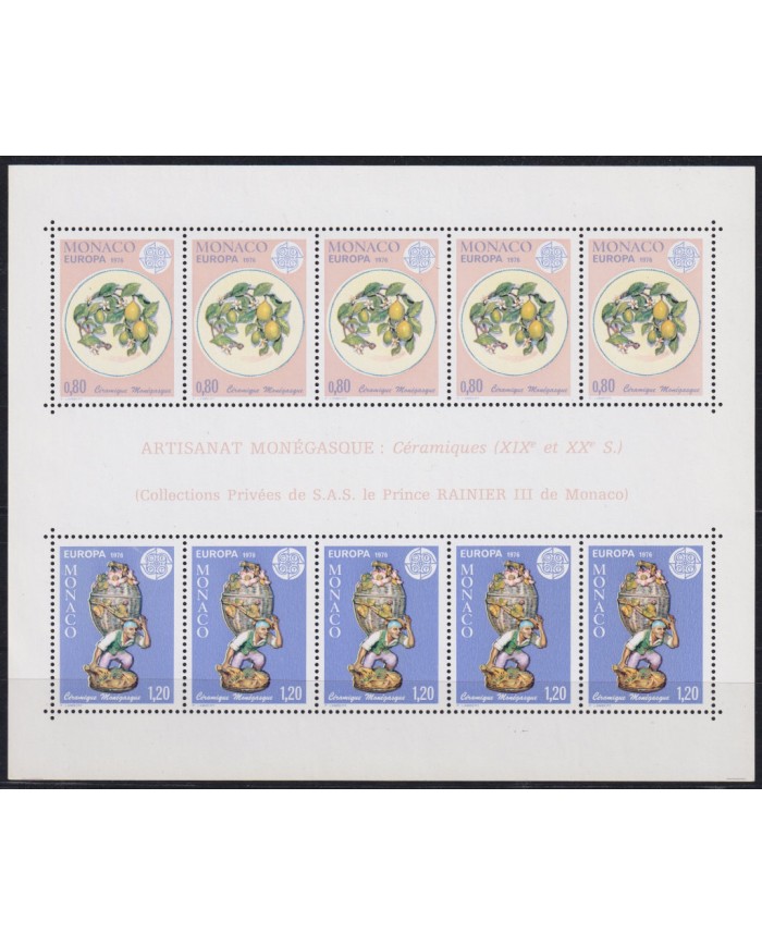 F-EX49789 MONACO MNH 1976 EUROPA CEPT POTTERY PRIVATE COLLECTION RAINIER.