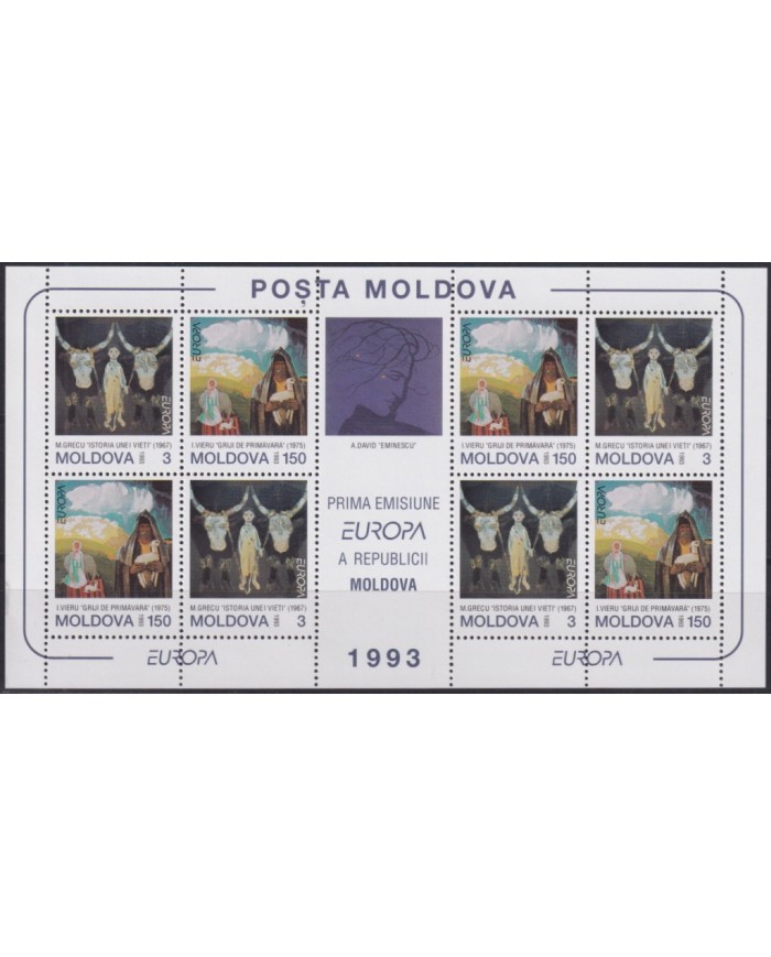 F-EX48012 MOLDOVA MOLDAVIA MNH 1993 EUROPA CEPT ART PAINTING.