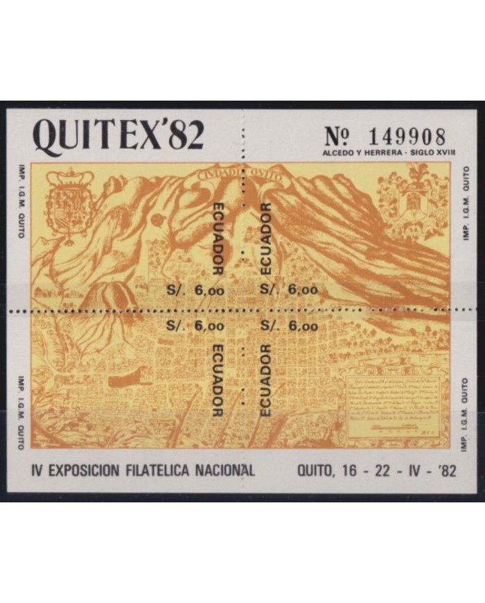 F-EX53271 ECUADOR MNH 1982 QUITEX´82 PHILATELIC EXPO OLD MAP.