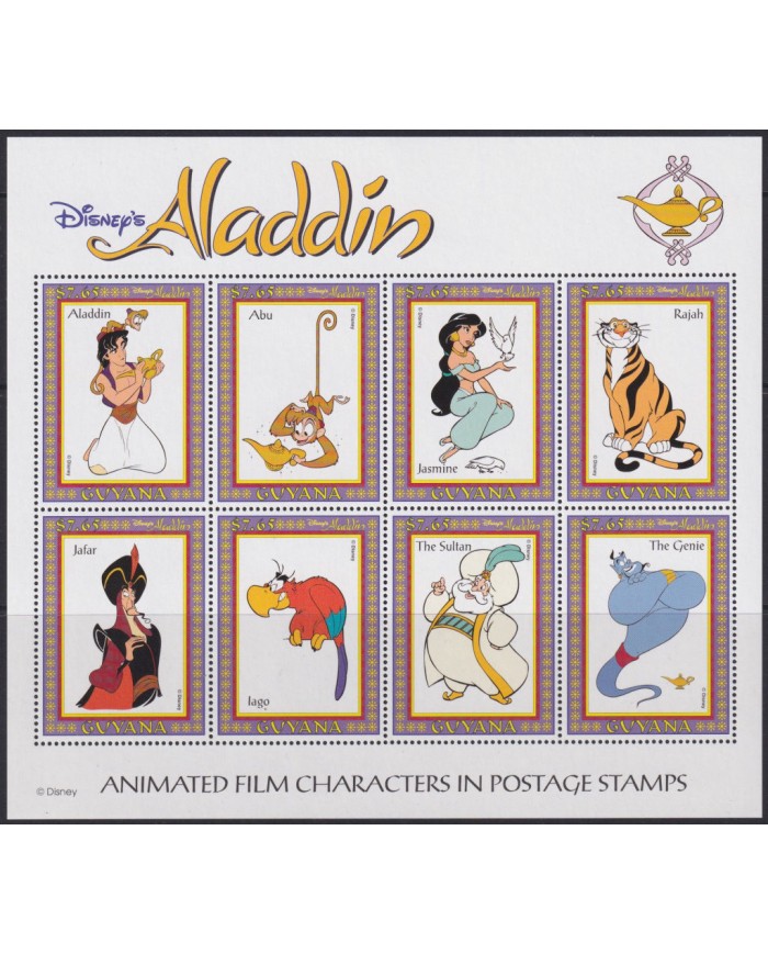 F-EX48170 GUYANA MNH 1994 ALADDIN DISNEY CARTOON MOVIE CINEMA COMICS.