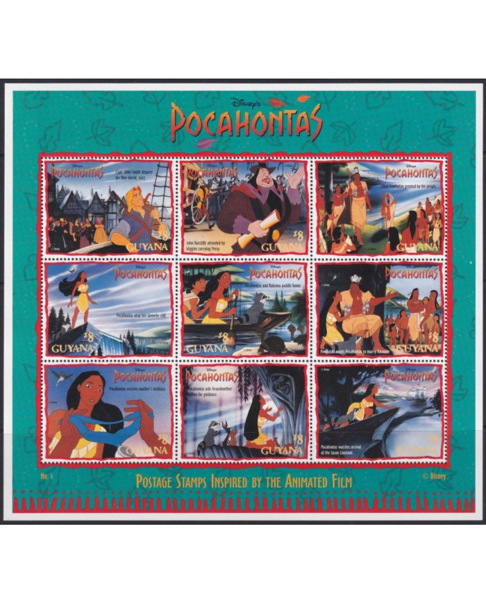 F-EX54008 GRENADA MNH 1995 POCAHONTAS DISNEY CARTOON MOVIE CINEMA COMICS.