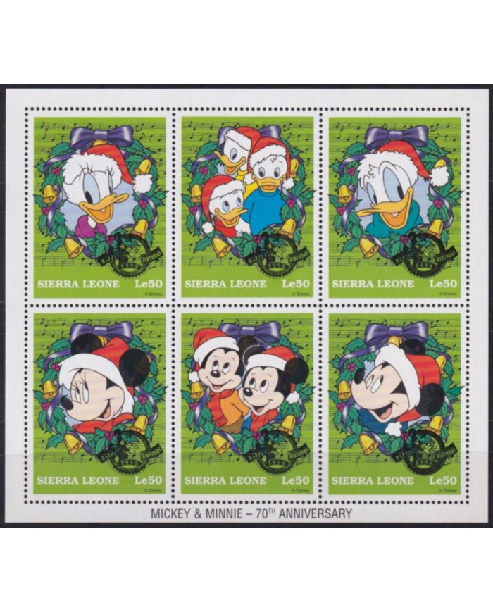 F-EX53151 SIERRA LEONE MNH 1998 MICKEY MOUSE OVERPRINT 70º ANNIV DISNEY CARTOON MOVIE CINEMA COMICS.