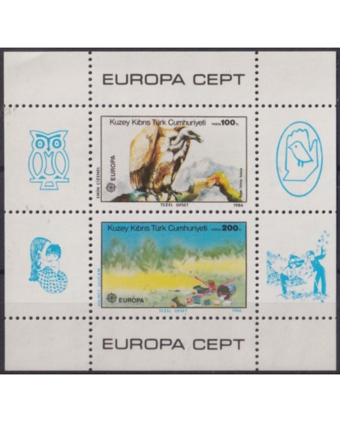 F-EX54406 TURKISH CYPRUS MNH 1986 EUROPA CEPT VULTURE FAUNA BIRD AVES PÁJAROS.