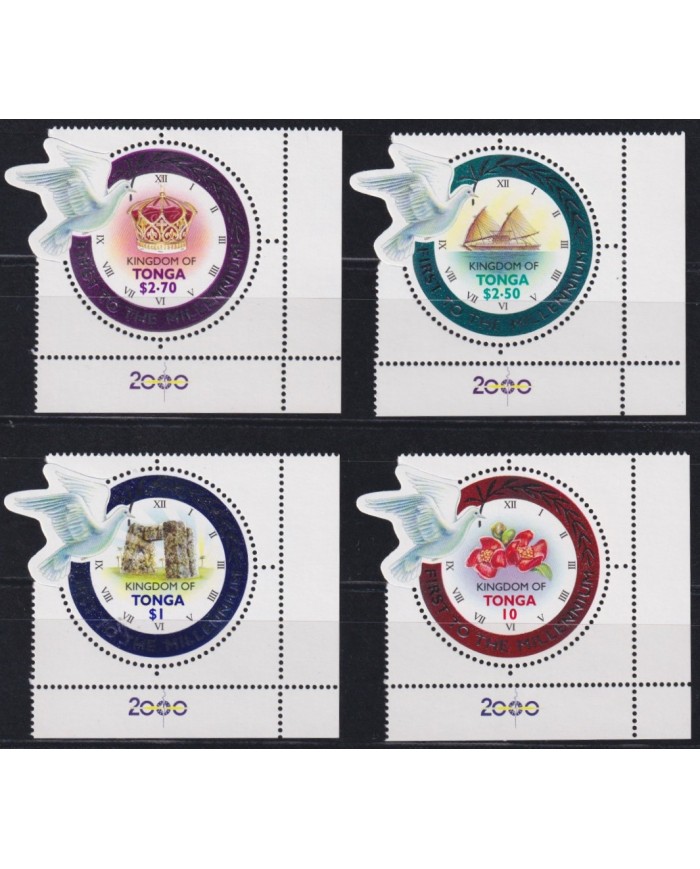 F-EX54144 TONGA MNH 2000 BIRD AVES PÁJAROS FLOWER SHIP CROWN.