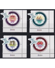 F-EX54144 TONGA MNH 2000 BIRD AVES PÁJAROS FLOWER SHIP CROWN.