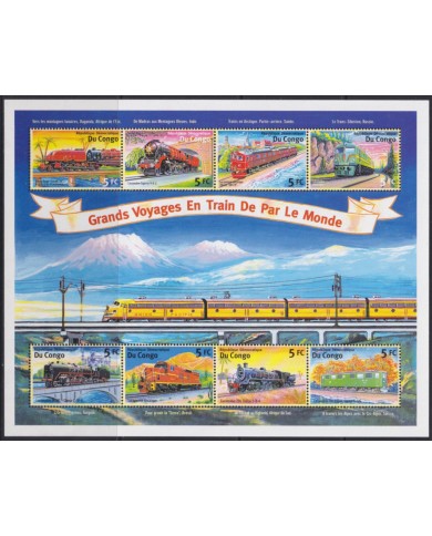 F-EX54025 CONGO MNH 1999 VOYAGE IN TRAIN ON THE WORLD RAILROAD LOCOMOTIVE.
