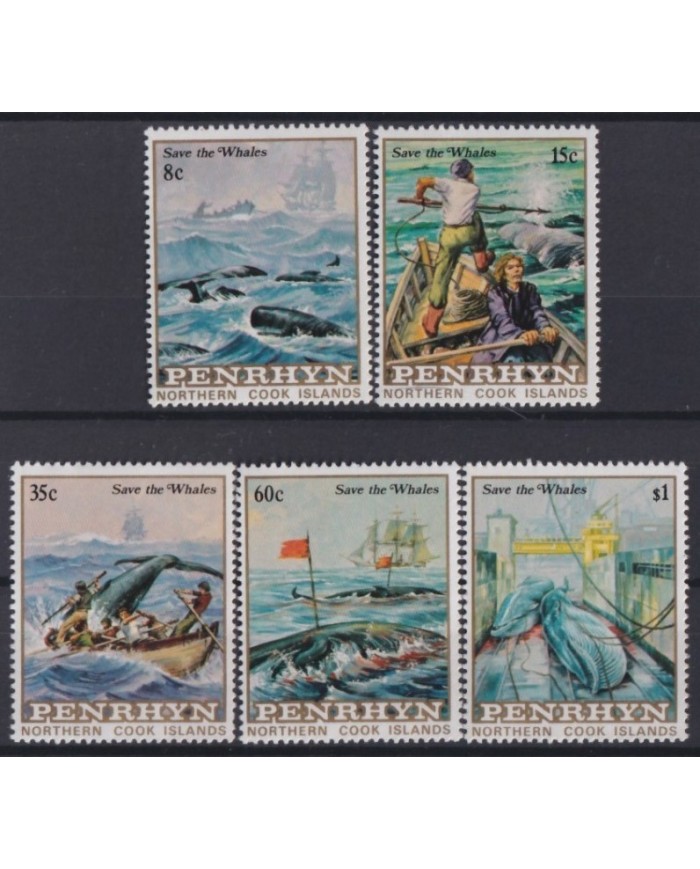 F-EX18635 PENRHYN MNH SAVE THE WHALES FISH PECES BALLENAS FISHING.