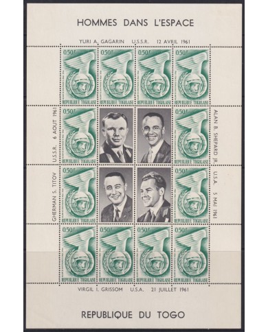 F-EX54046 NIGER MNH 1961 SPACE GAGARIN GRISSOM SHEET COSMOS SET.