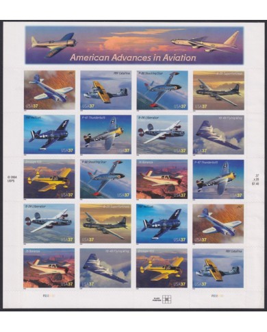 F-EX54051 USA US MNH 2005 AMERICAN ADVANCES IN AVIATION AIRPLANE AVION SHEET.
