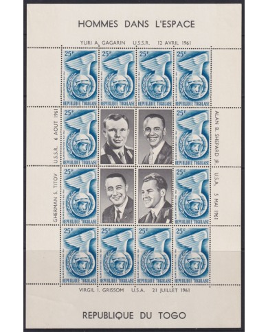 F-EX54046 NIGER MNH 1961 SPACE GAGARIN GRISSOM SHEET COSMOS SET.