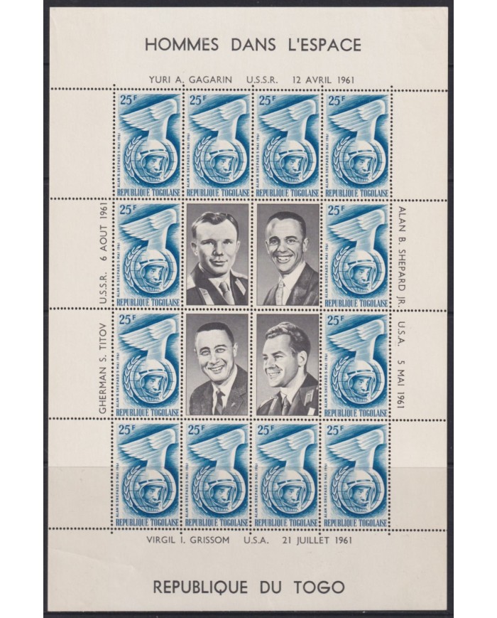 F-EX54046 NIGER MNH 1961 SPACE GAGARIN GRISSOM SHEET COSMOS SET.