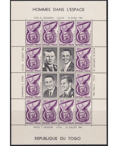 F-EX54046 NIGER MNH 1961 SPACE GAGARIN GRISSOM SHEET COSMOS SET.