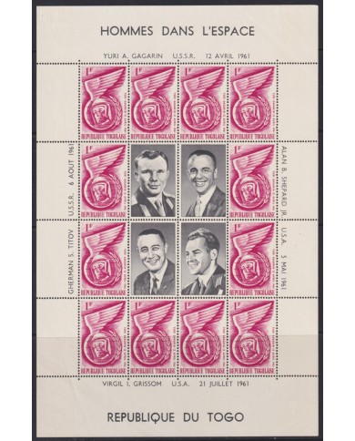 F-EX54046 NIGER MNH 1961 SPACE GAGARIN GRISSOM SHEET COSMOS SET.