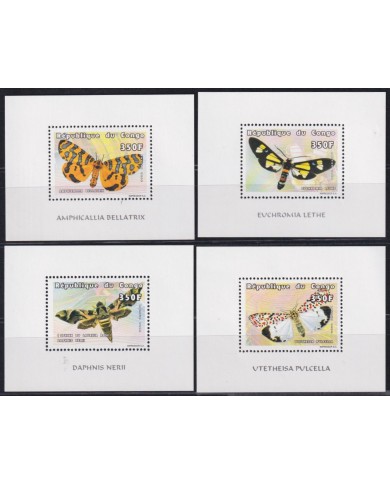 F-EX54707 CONGO MNH 1999 BUTTERFLIES PAPILLONS MARIPOSAS INSECTS 8 SHEET.