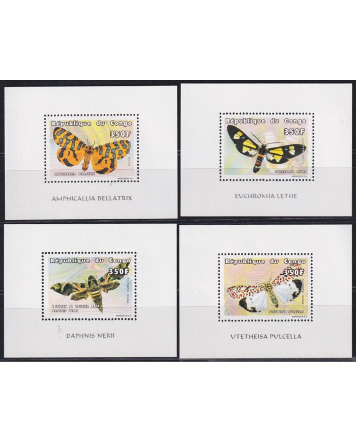 F-EX54707 CONGO MNH 1999 BUTTERFLIES PAPILLONS MARIPOSAS INSECTS 8 SHEET.