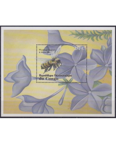 F-EX54860 CONGO MNH 2001 BEE PLUMBAGO INSECTS SHEET.
