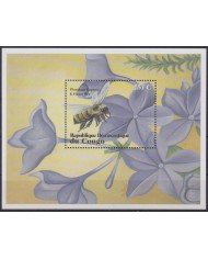 F-EX54860 CONGO MNH 2001 BEE PLUMBAGO INSECTS SHEET.