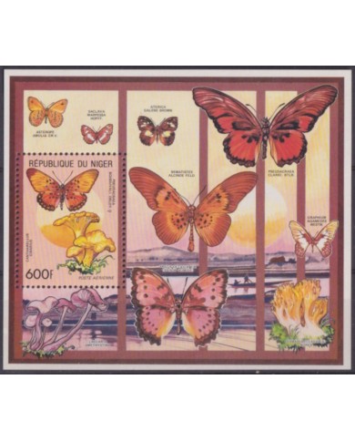 F-EX54698 NIGER MNH 1991 BUTTERFLIES PAPILLONS MARIPOSAS INSECTS MUSHROOMS.