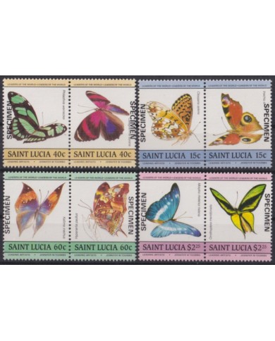 F-EX54713 STA LUCIA MNH 1985 SPECIMEN BUTTERFLIES PAPILLONS MARIPOSAS INSECTS.