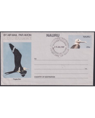 F-EX54209 NAURU FDC 1987 AEROGRAMME FRIGATE BIRD AVES OISEAUX VÖGEL.