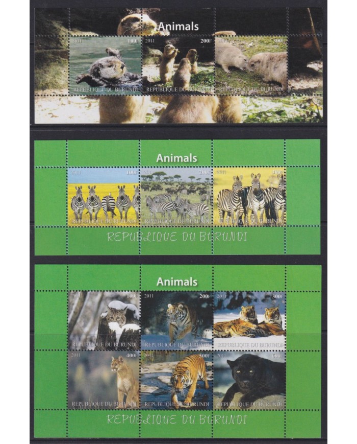 F-EX54177 BURUNDI MNH 2011 FAUNA ANIMALS TIGER ZEBRA PANTER.