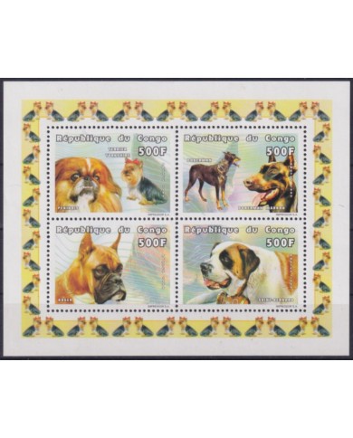 F-EX54737 CONGO MNH 1999 DOG PERROS SAINT BERNARD DOBERMAN BOXER PEKINOIS.