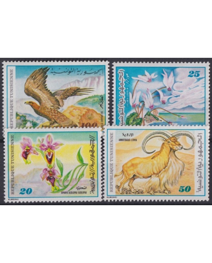 F-EX18663 TUNISIE TUNISIA TUNEZ TUNIS MNH FAUNA EAGLE BIRD ORCHILD FLOWER.