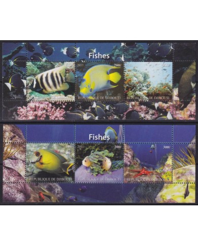 F-EX54195 DJIBOUTI MNH 2011 MARINE WILDLIFE SHELL CORAL REEF FISH.