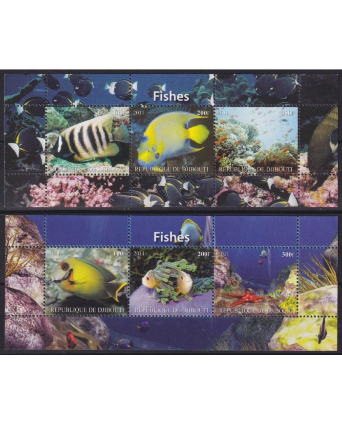 F-EX54195 DJIBOUTI MNH 2011 MARINE WILDLIFE SHELL CORAL REEF FISH.