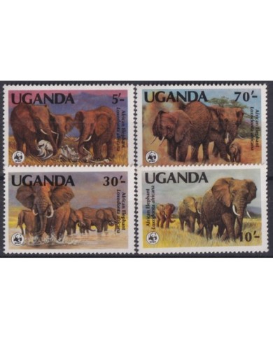 F-EX18673 UGANDA MNH WWF WILDLIFE FAUNA AFRICANA ELEPHANT ELEFANTES.