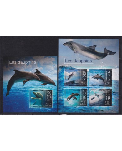 F-EX54205 NIGER MNH 2013 MARINE WILDLIFE SEA DOLPHINS FISH CORAL REEF