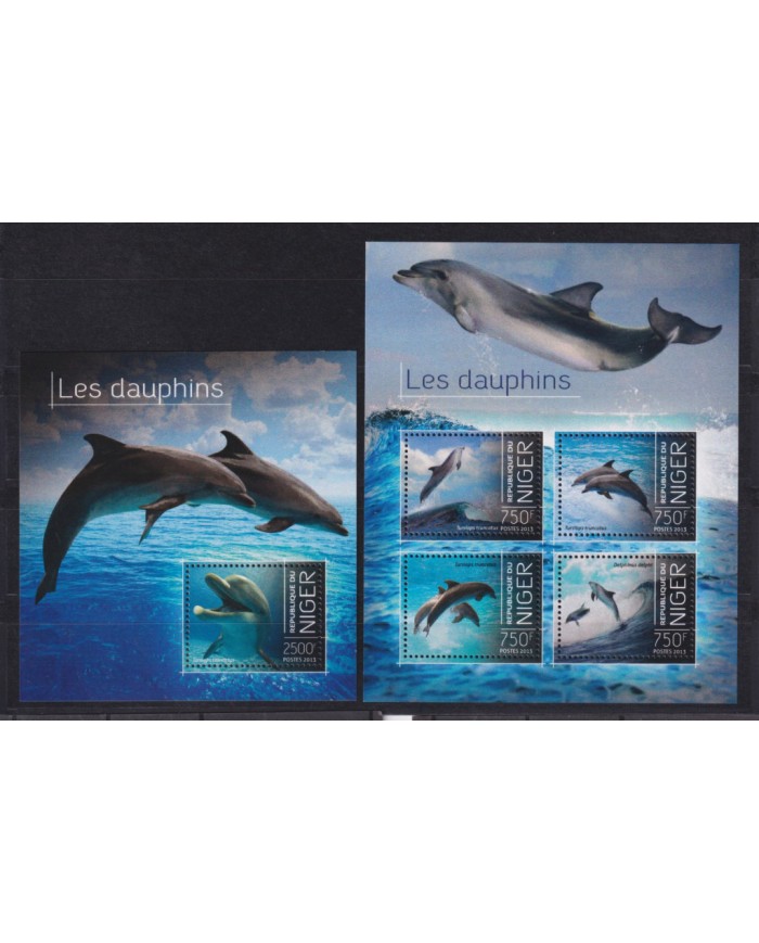 F-EX54205 NIGER MNH 2013 MARINE WILDLIFE SEA DOLPHINS FISH CORAL REEF