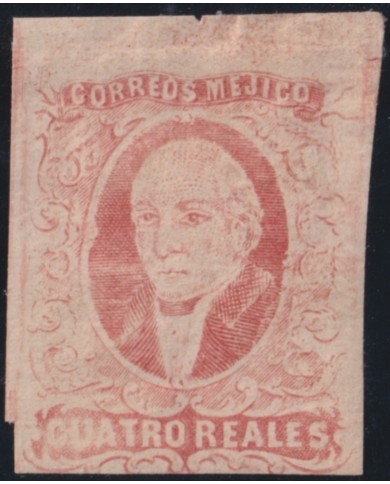F-EX49144 MEXICO 1856 4 reales UNUED WITHOUT POSTMARK OF CITY +180€.