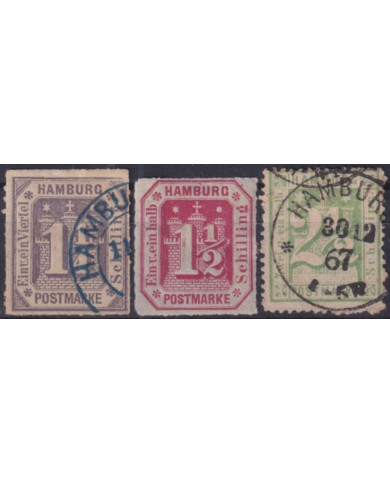 F-EX49145 GERMANY OLD STATE HAMBURG 1864-66 USED STAMPS LOT + 180€.