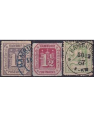 F-EX49145 GERMANY OLD STATE HAMBURG 1864-66 USED STAMPS LOT + 180€.