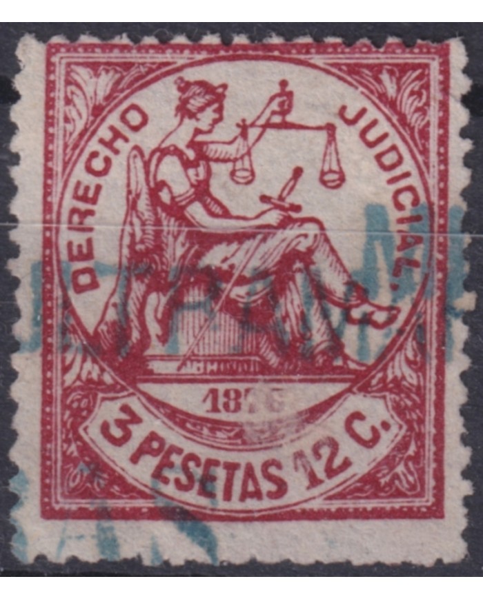 F-EX49149 PUERTO RICO 1876 3.12ptas “MUESTRA DE ULTRAMAR” PROOF DERECHO JUDICIAL.