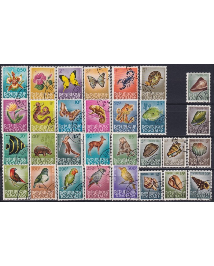 F-EX49374 TOGO 1964-65 FAUNA BIRD BUTTERFLIES COMPLETE SET USED.