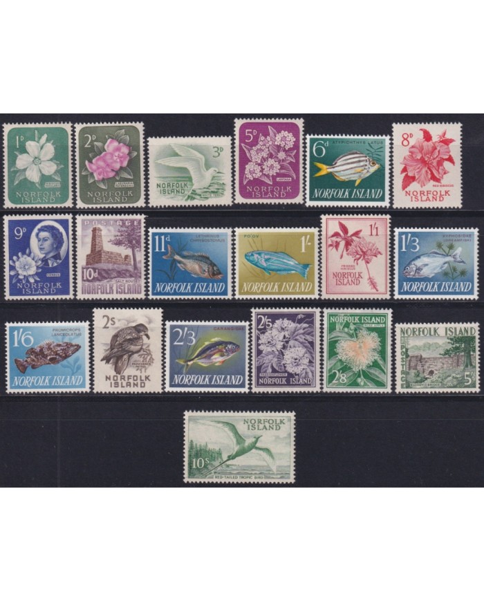F-EX49851 NORFOLK IS 1961-62 MNH FAUNA FLOWER FISH BIRD AVES PECES HIGHT VALUE.