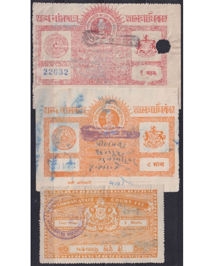 F-EX49948 INDIA UK ENGLAND FEUDATARY STATE REVENUE WADHWAN SAURASHTRA COURT FEE
