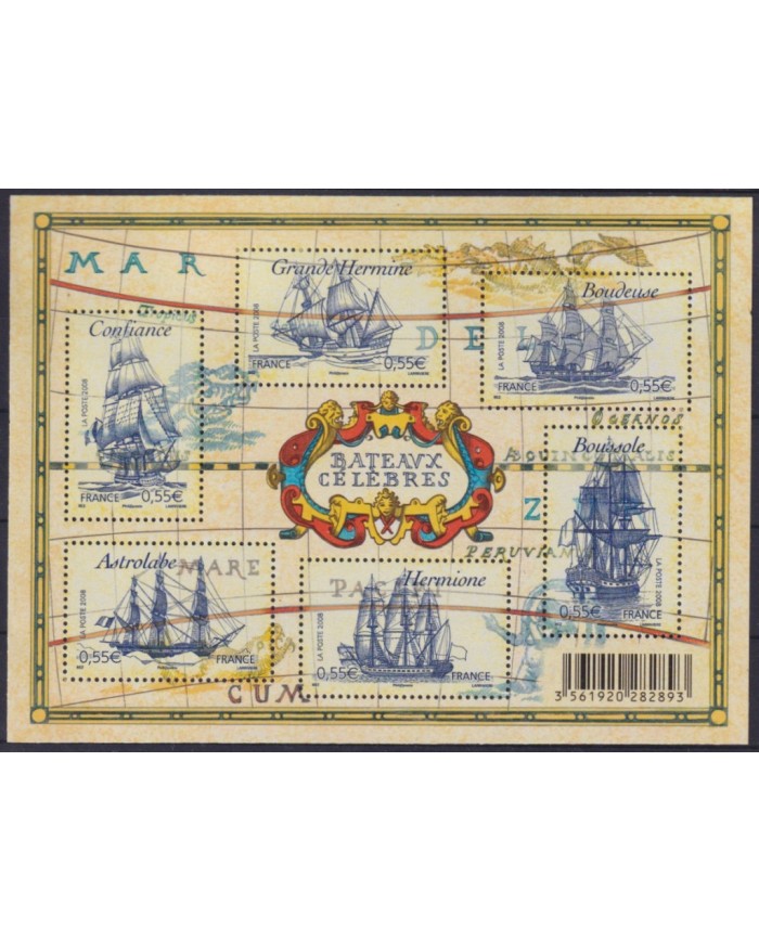 F-EX54545 FRANCE MNH 2008 HISTORIC BATTLESHIP SHIP BARCOS SAILBOAT.