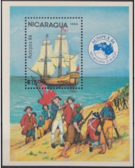 F-EX54646 NICARAGUA MNH 1984 AUSIPEX LANDING IN AUSTRALIA DISCOVERY SHIP.