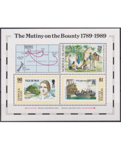 F-EX54697 NORFOLK IS MNH 1989 MUTINY OF BOUNTY SHIP.