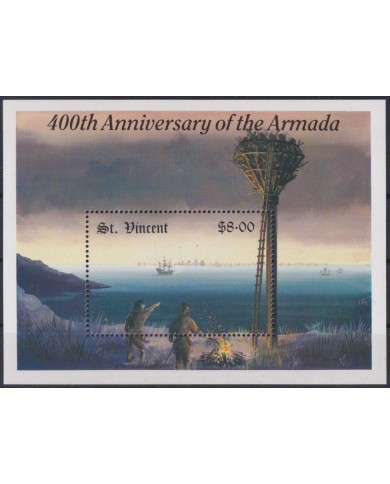 F-EX54692 ST VINCENT MNH 1988 400th ANIV ARMADA BATTLESHIP SHIP BARCOS.