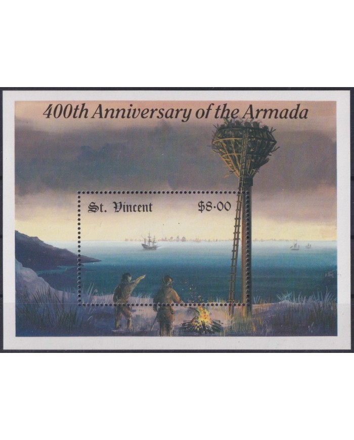 F-EX54692 ST VINCENT MNH 1988 400th ANIV ARMADA BATTLESHIP SHIP BARCOS.