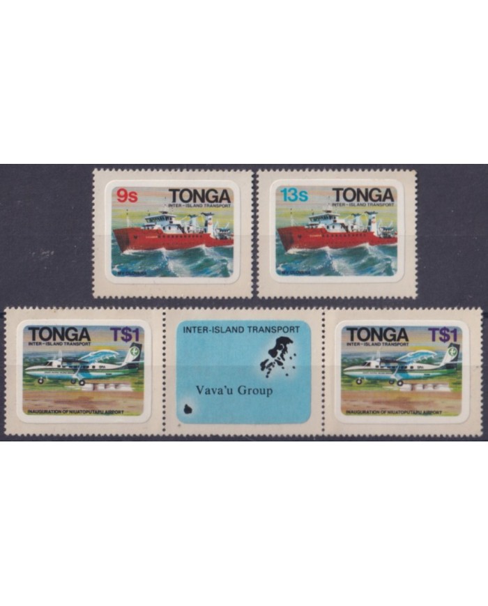 F-EX54503 TONGA MNH 1982 ADHESIVE ISLAND TRANSPORT AIRPLANE SHIP.