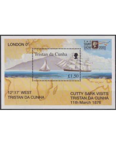 F-EX54445 TRISTAN DA CUNHA MNH 2000 CUTTY SARK VISIT BOAT SAIL CLIPPER SHIP.