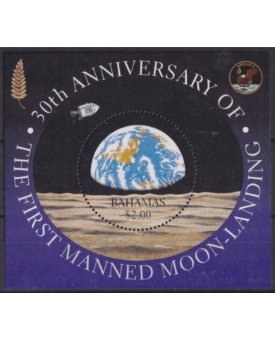 F-EX54614 BAHAMAS IS MNH 1999 30th ANNIV FIRST MANNED MOON SPACE COSMOS.